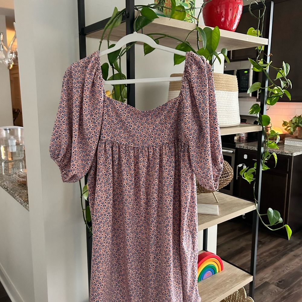 Petal & Pup Pink Floral Dress with Puff Sleeves